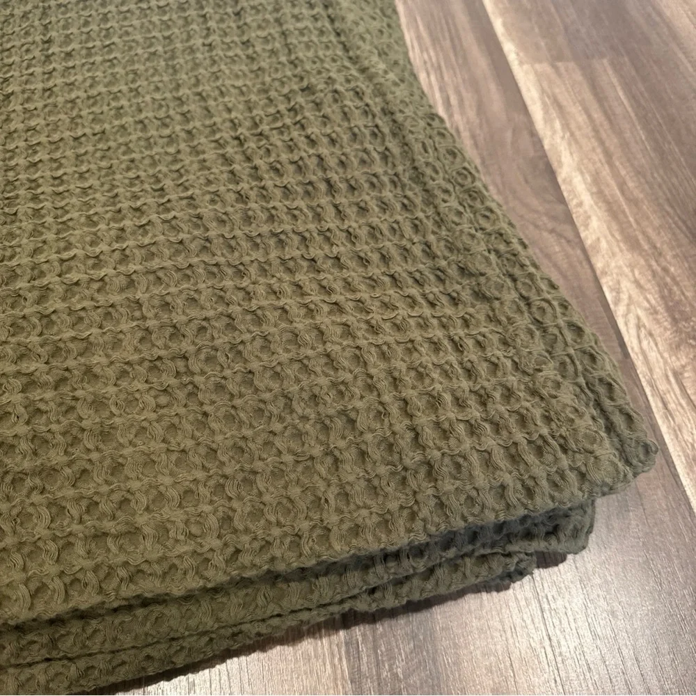 West Elm Waffle Shower Curtain - Dark Olive - 72”x74